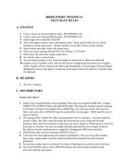 BRIDGEPORT SPEEDWAY 2012 CRATE RULES A. ENGINES B ...