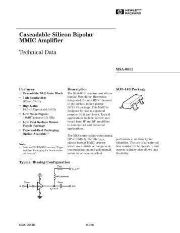 MSA-0611: Cascadable Silicon Bipolar MMIC Amplifier