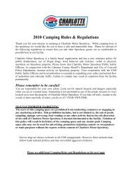 2006 Camping Rules & Regulations - Charlotte Motor Speedway