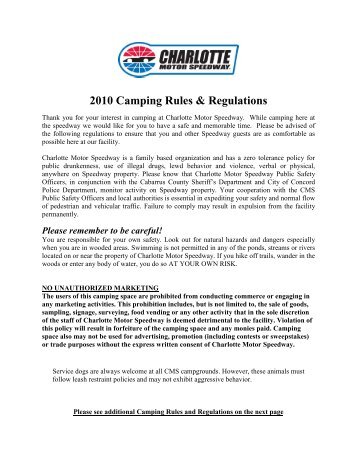 2006 Camping Rules & Regulations - Charlotte Motor Speedway