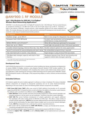 ANY900-1 RF Module Fact Sheet - Adaptive Network Solutions