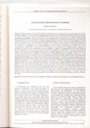 THE PALAEOZOIC BRACHIOPODS OF ROMANIA - GeoEcoMar