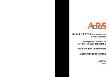 Benutzerhandbuch Mini-J RT Pro II, 1-3 kVA - AdPoS USV