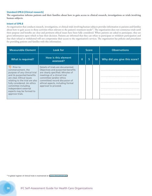 A Self-Assessment Guide for Health Care Organizations - IFC