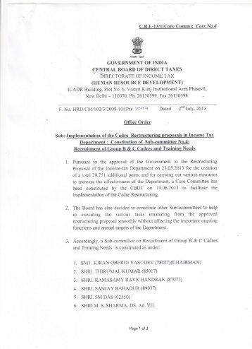 Office Order 4 - Income Tax Department