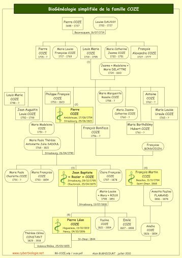 BioGÃ©nÃ©alogie simplifiÃ©e de la famille COZE - Free
