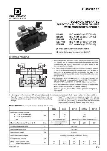 41 500/107 ed solenoid operated directional control valves ... - Famco