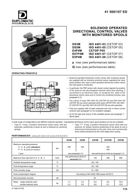 41 500 107 Ed Solenoid Operated Directional Control Valves Famco