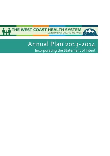 WCDHB District Annual Plan: 2013 - West Coast District Health Board