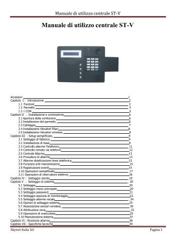 Manuale di utilizzo centrale ST-V - Skynet Italia srl