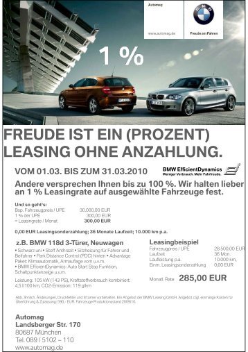 freude ist ein (prozent) leasing ohne anzahlung. - Automag GmbH