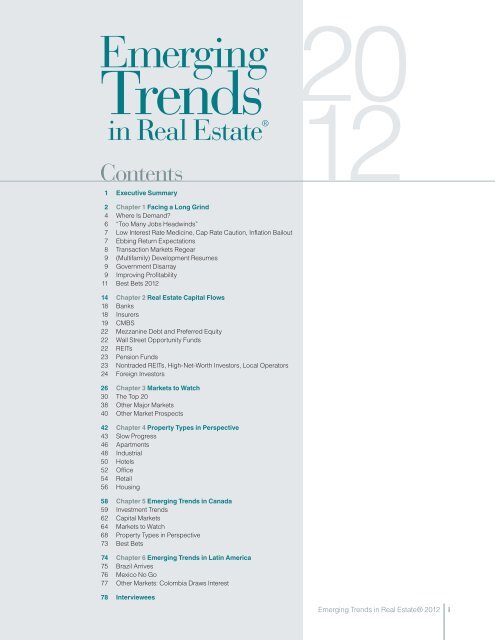 Emerging Trends in Real Estate 2012 - Urban Land Institute