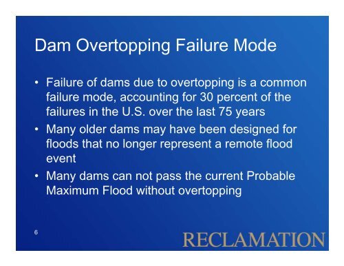 Flood Overtopping Failure of Dams
