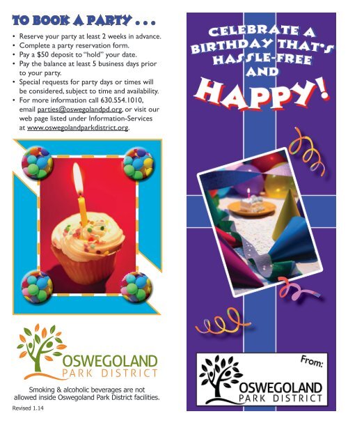 Birthday Parties Oswegoland Park District