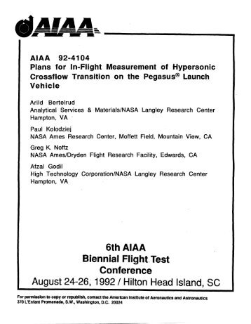 Plans for In-Flight Measurement of Hypersonic Crossflow Transition ...