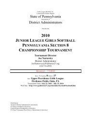 Junior League Girls Softball International - PA District 27 Little ...