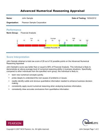 ANRA Sample Report - TalentLens