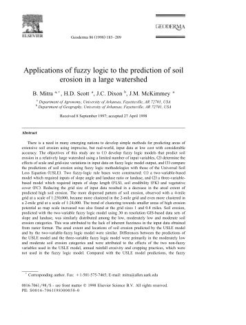 Applications of fuzzy logic to the prediction of soil erosion in a large ...