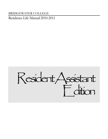 Residence Life Manual - Home - Welcome - Bridgewater College