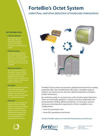 ForteBio's Octet System Label-free, real-time detection of molecular ...