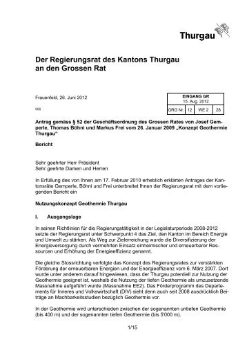 Bericht an den Grossen Rat - Verein Geothermie Thurgau