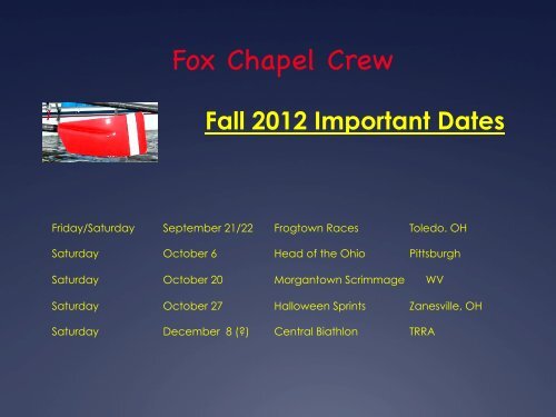 Please click here to go to the PDF of the slideshow - Fox Chapel Crew