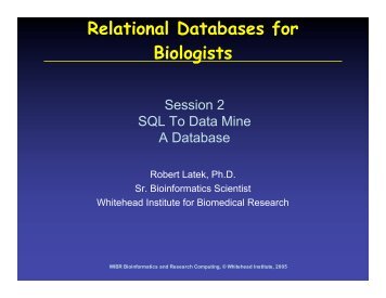slide show - Bioinformatics and Research Computing - MIT