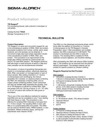 TRI Reagent (T9424) - Technical Bulletin