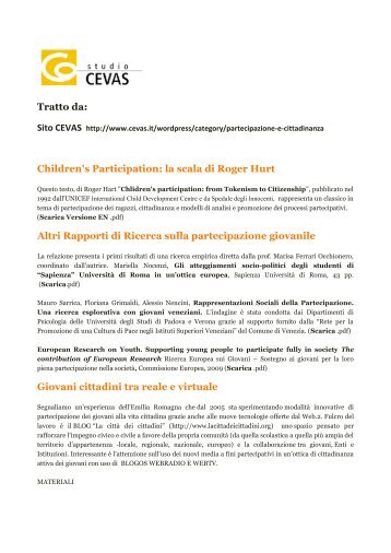 Tratto da: Children's Participation: la scala di Roger Hurt Altri ... - cevas