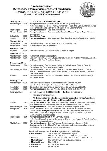 Redaktionsschluss Weihnachtspfarrbrief - Messintentionen