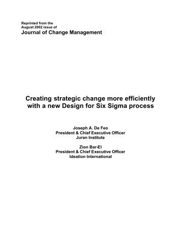 Creating strategic change more efficiently with a new Design for Six ...
