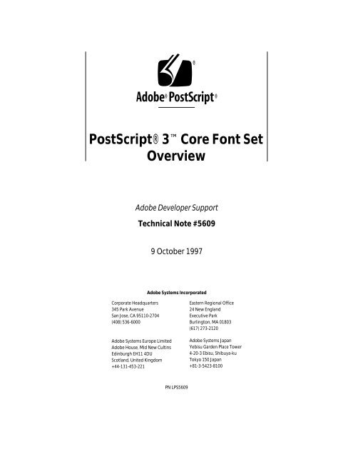 PostScript 3 Core Font Set Overview - Adobe Partners