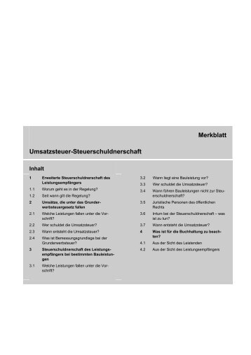 Merkblatt Umsatzsteuer-Steuerschuldnerschaft