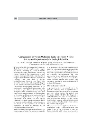 Early Vitectomy Versus Intravitreal Injection only in Endophthalmitis