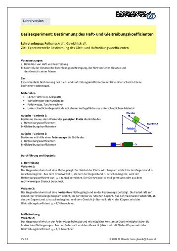 Bestimmung des Haft- und Gleitreibungskoeffizienten