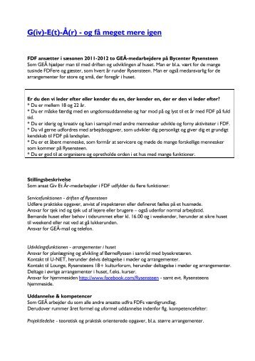 Giv Et Ãr - medarbejder - stillingsopslag - Leder - FDF