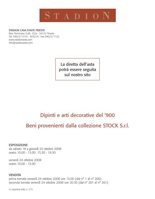 Dipinti e arti decorative del - Stadion Casa d'Aste