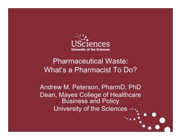 Pharmaceutical Waste - University of the Sciences in Philadelphia