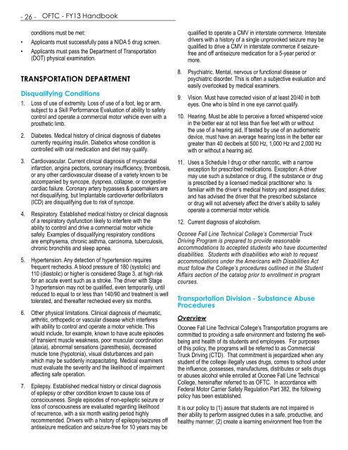 OFTC - FY13 Handbook A Unit of the Technical College ... - OFTC.edu