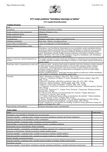 PriekÅ¡meta apraksts PDF formÄtÄ - RÄ«gas TehniskÄ universitÄte