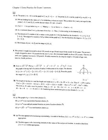 Chapter 1 Extra Practice for Exam 1 answers. 1.1 1.2