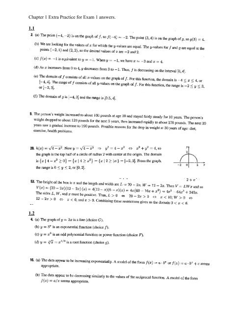 Chapter 1 Extra Practice for Exam 1 answers. 1.1 1.2