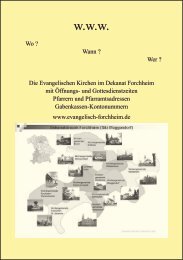 Einlageblatt: Gottesdienstzeiten - Pfarramt Streitberg