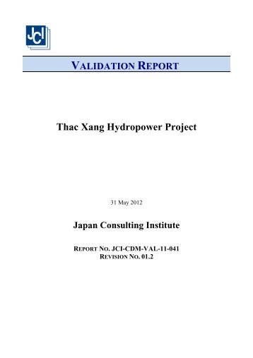 VALIDATION REPORT Thac Xang Hydropower Project - Nefco