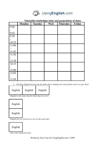 Timetable Battleships