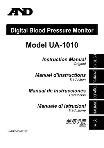 Digital Blood Pressure Monitor Model UA-1010 Instruction Manual ...