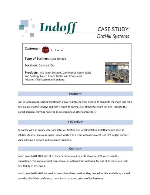 DotHill Systems approached Indoff with a severe problem. They ...