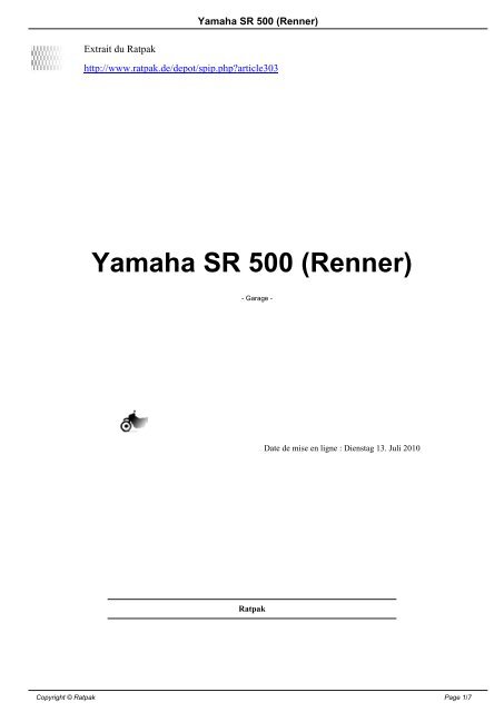 Yamaha SR 500 (Renner) - Ratpak