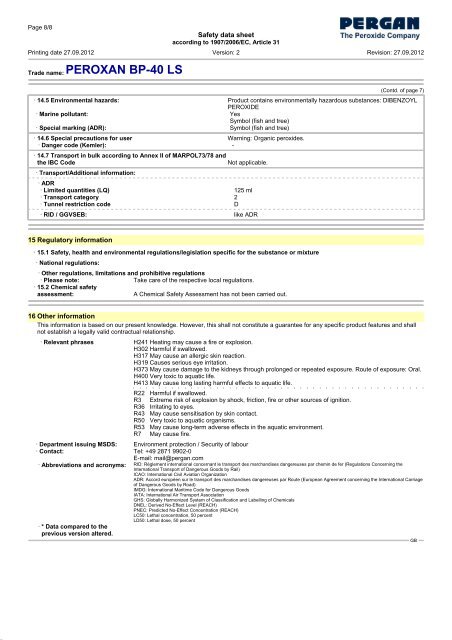 PEROXAN BP-40 LS - Pergan GmbH