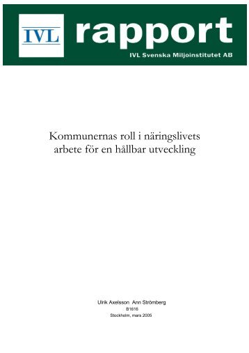 Kommunernas roll i nÃƒÂ¤ringslivets arbete fÃƒÂ¶r en hÃƒÂ¥llbar utveckling